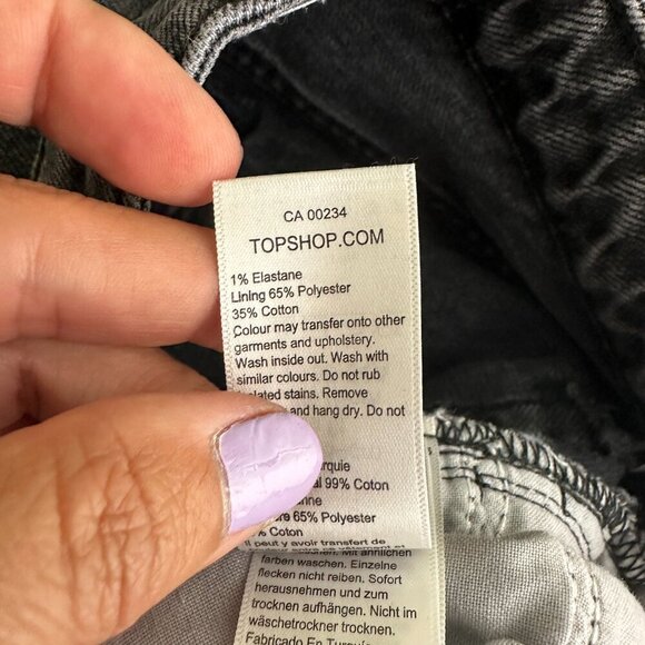 2/$30 Topshop Straight High Rise Black Wash Raw Hem W25 #9321 - Picture 6 of 8
